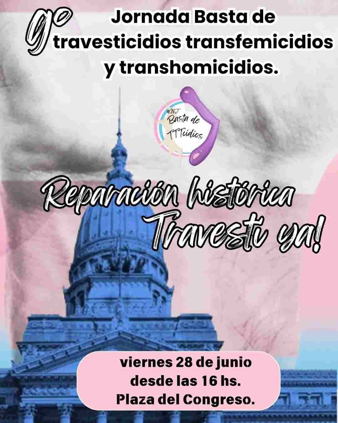 28J: 9° Jornada Basta de travesticidios, transfemicidios y transhomicidios